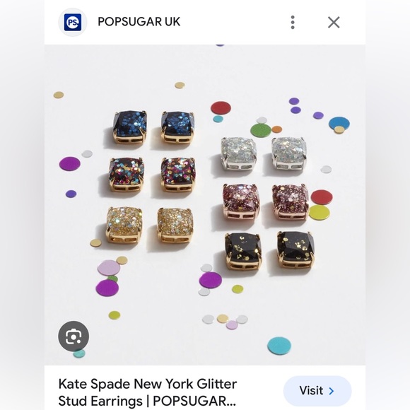 Kate Spade Druxy Stud Glitter Shimmer Earrings Costume Jewelry Sequin Metallic - Picture 16 of 16